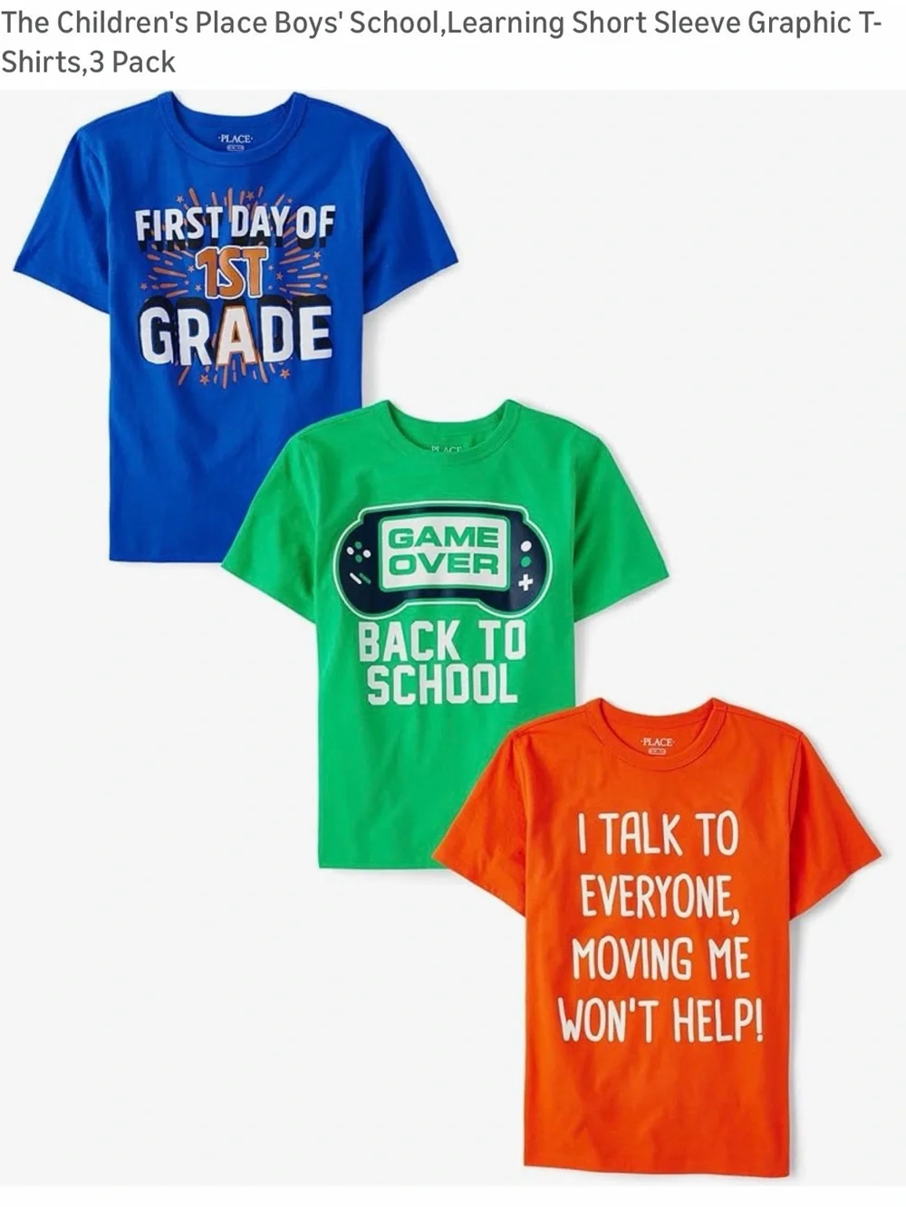 The Children's Place Blue, Green & Orange Graphic Tee 3-Pack